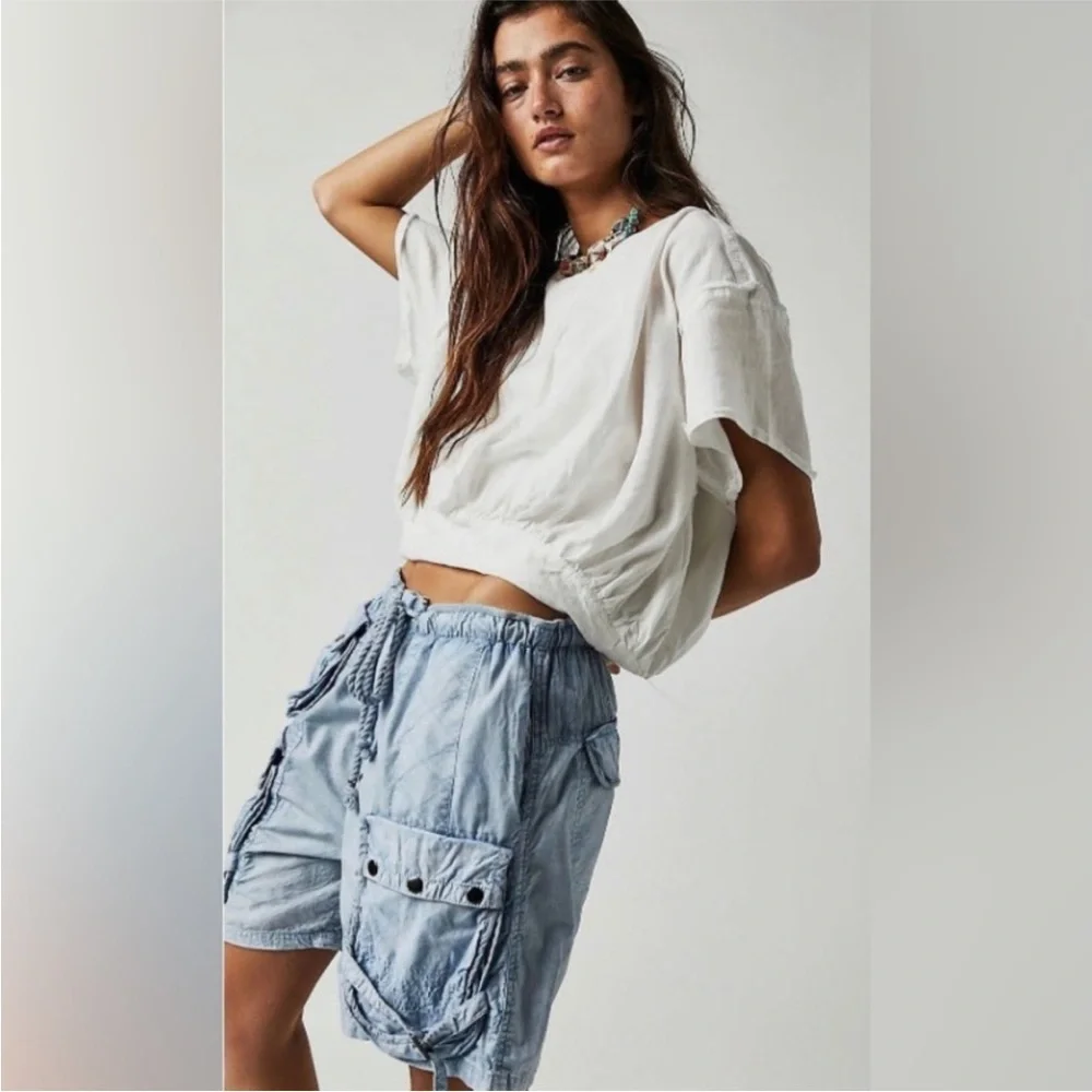 Free People Moon Bay Parachute Shorts in Cashmere Blue Sz Small NWT